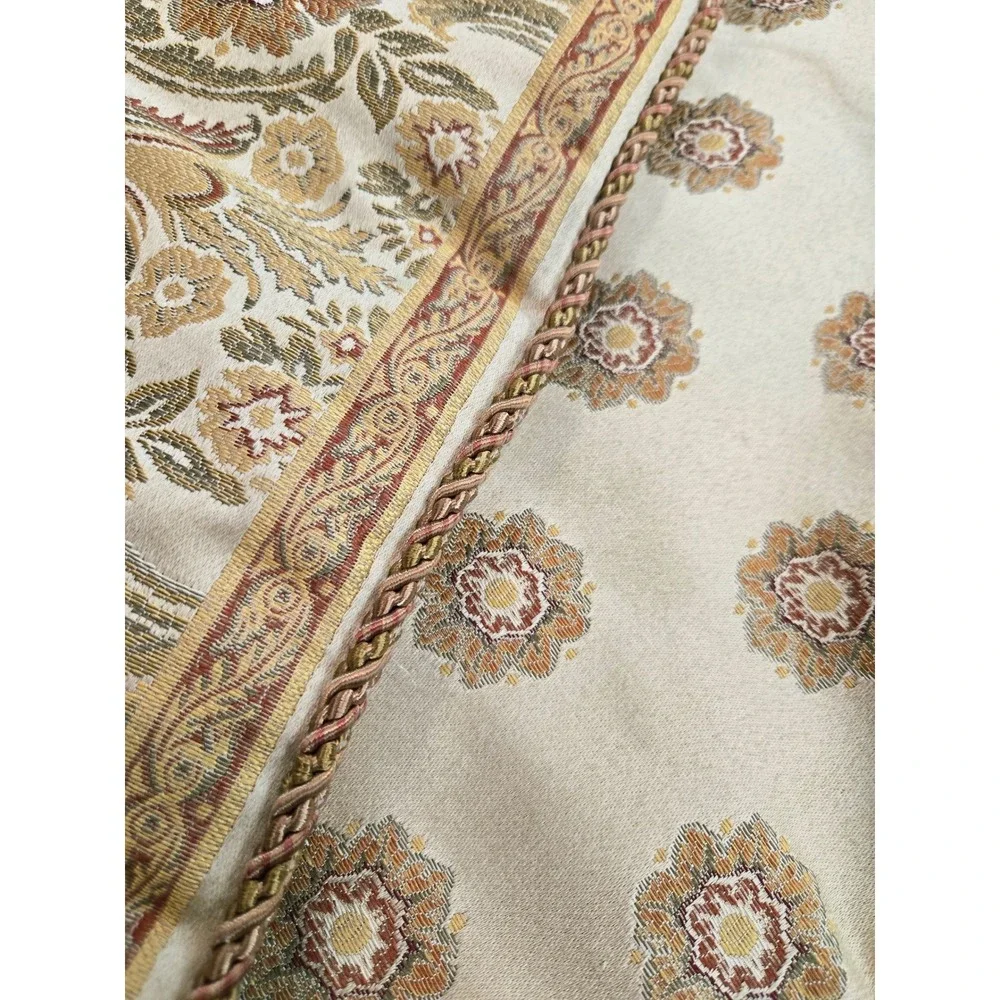 Waterford King Pillow Sham Jacquard Damask Floral Rope Trim Gold 36x20 Zip